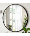 (Black) Metal Framed Round Mirror